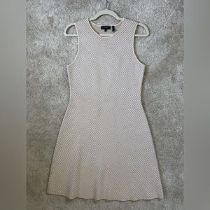 Theory Branteen Glossed Neutral/Golden Beige Crew Neck sleeveless Mini Dress (S)